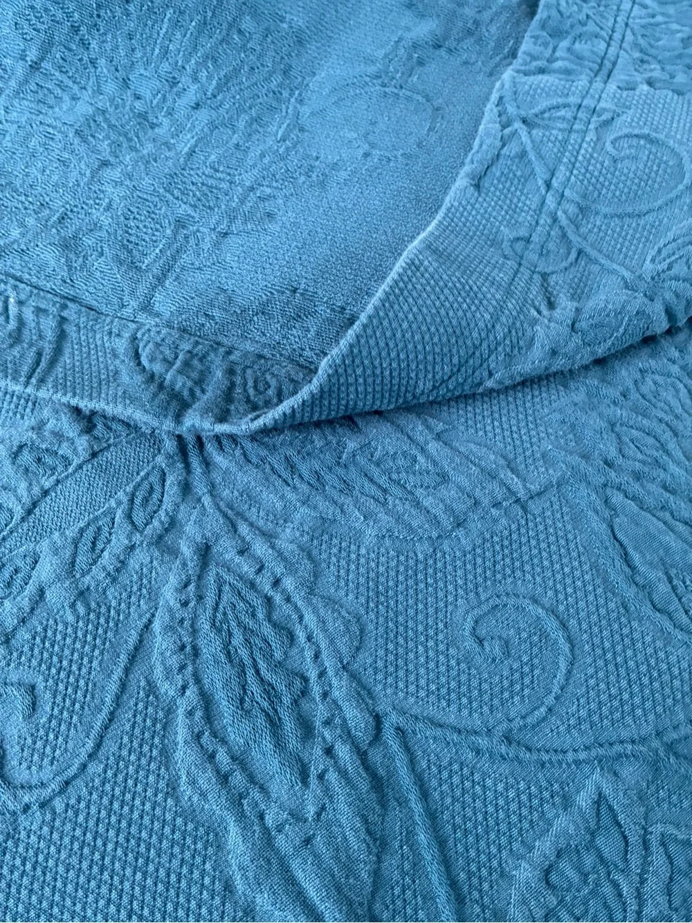 The Company Store Putnam Queen Matelasse Coverlet Blanket Teal Cotton